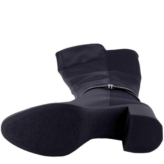 Bota Feminina Cano Alto Maleável Salto Bloco Médio Com Strass Dakota G9622