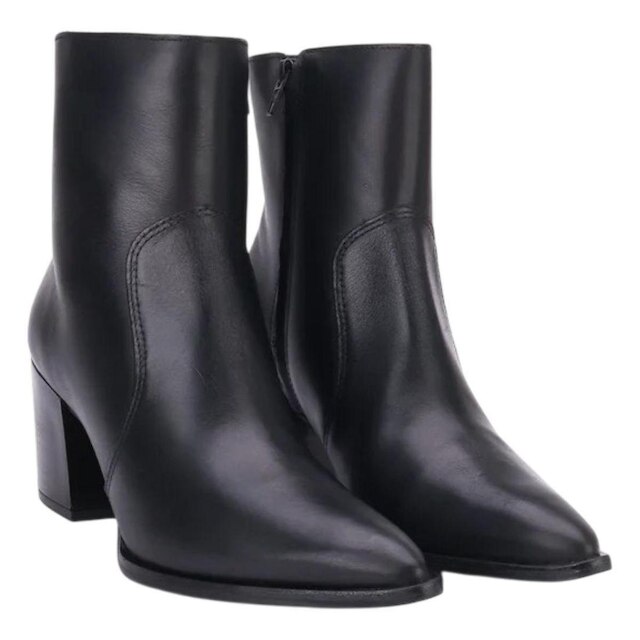 Bota Feminina Cano Baixo Confortável Leve Couro Lia Line