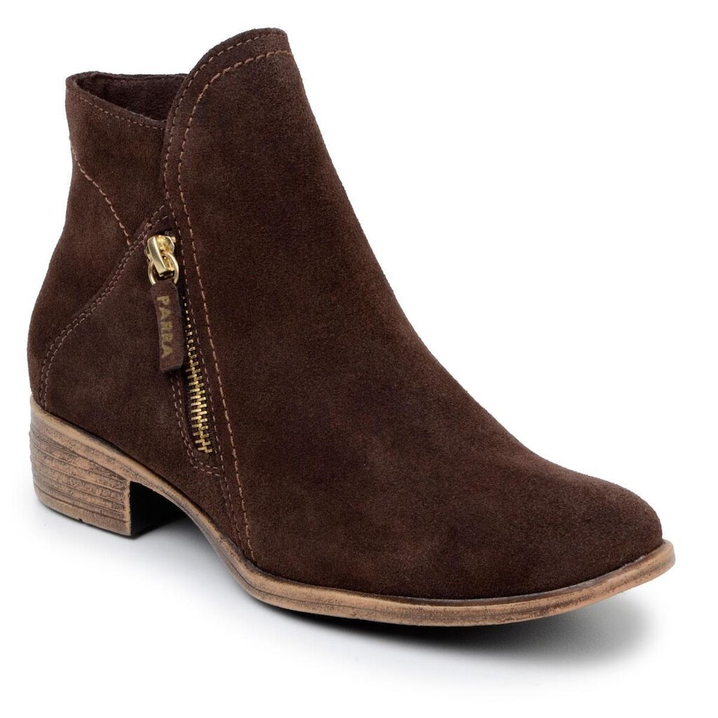 Bota Feminina Cano Curto Camurça Couro Original