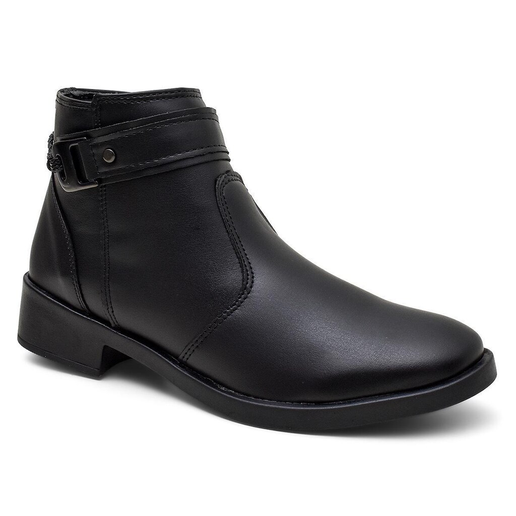 Bota Feminina Cano Curto Casual Confortável Fivela Inverno