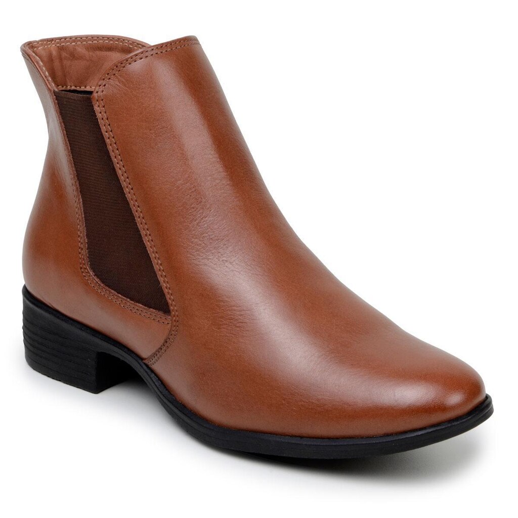 Bota Feminina Cano Curto Couro Calce Facil Macia Original