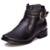 Bota Feminina Cano Curto Couro Salto Baixo - Preto