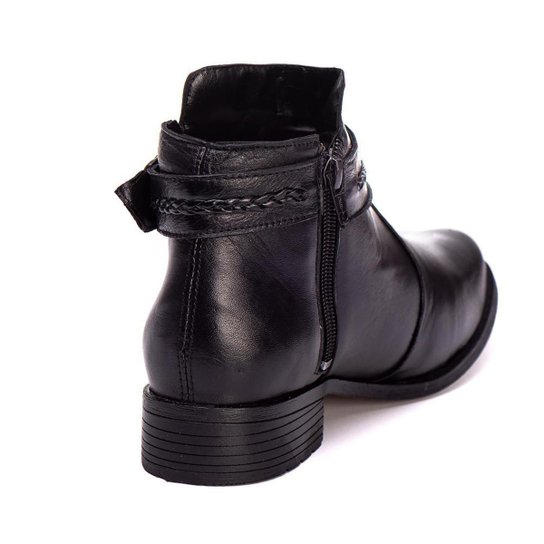 Bota Feminina Cano Curto Couro Salto Baixo