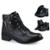 Bota Feminina Cano Curto Salto Baixo Coturno - Preto