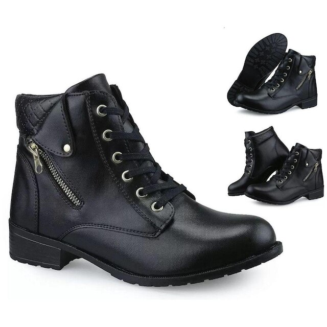 Bota Feminina Cano Curto Salto Baixo Coturno