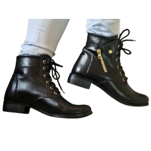 Bota Feminina Cano Curto Salto Baixo Coturno