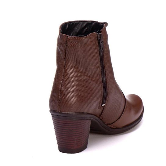 Bota Feminina Cano Médio Couro Legitimo Salto