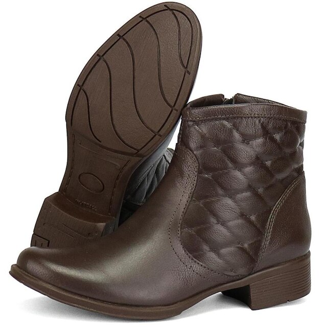 Bota Feminina Casual Cano Curto em Couro
