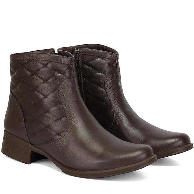 Bota Feminina Casual Cano Curto em Couro