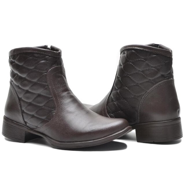 Bota Feminina Casual Cano Curto em Couro