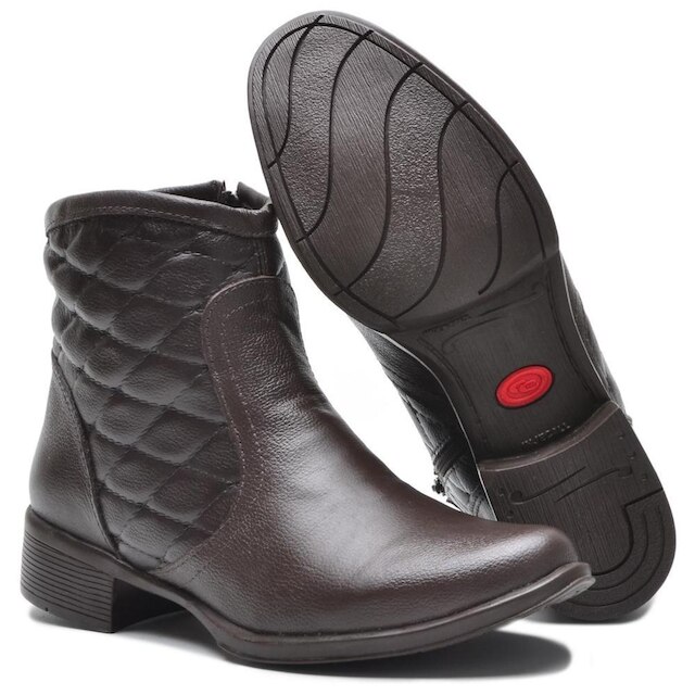 Bota Feminina Casual Cano Curto em Couro