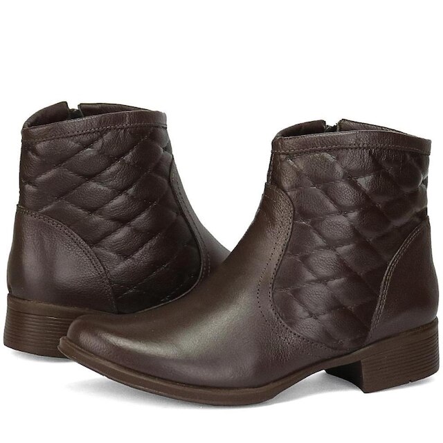 Bota Feminina Casual Cano Curto em Couro