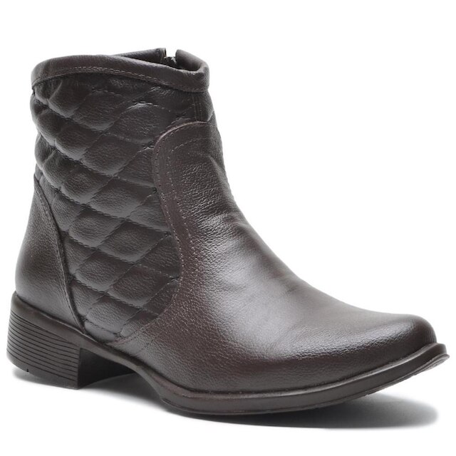 Bota Feminina Casual Cano Curto em Couro