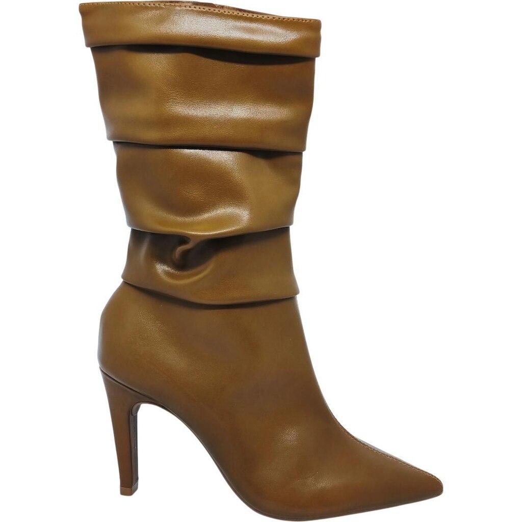Bota Feminina Casual Dia a Dia Passeio Trabalho Festa Cano Médio Salto Alto Bico Fino Conforto Mario
