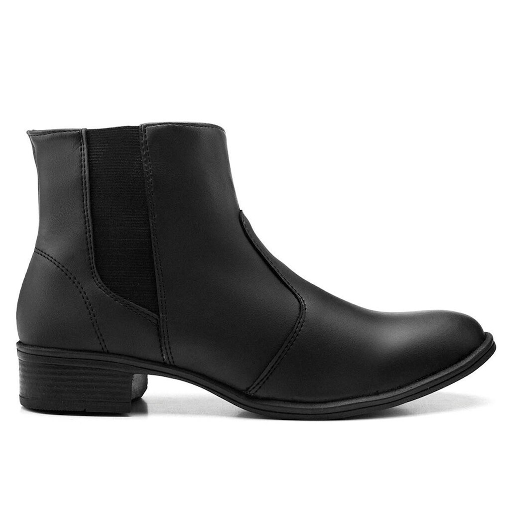 Bota Feminina Casual Lisa Confortável Dia A Dia Salto Baixo Cano Curto Zíper