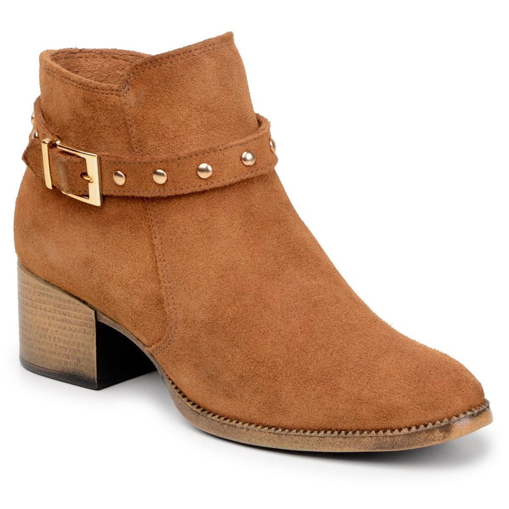 Bota Feminina Chelsea Cano Curto 100% Couro Camurça Legítimo Salto Médio Parra Boots