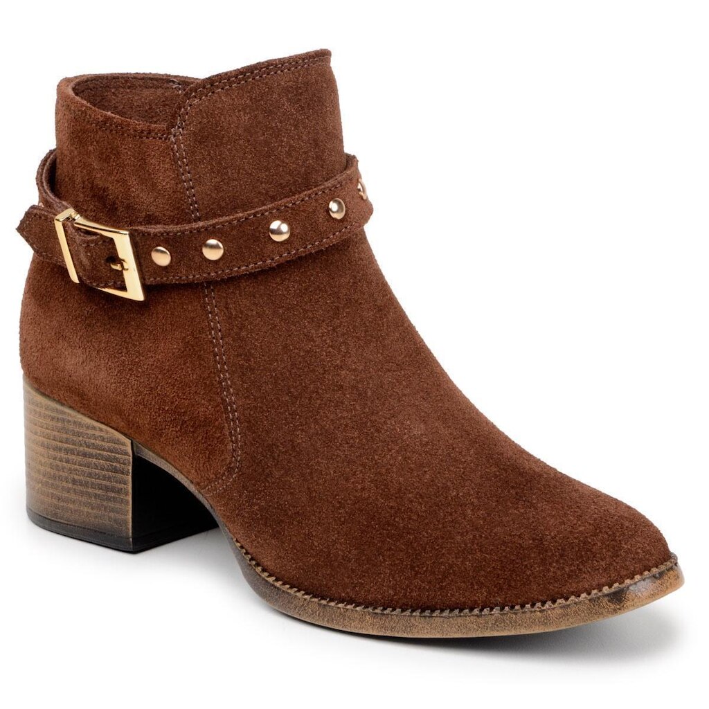 Bota Feminina Chelsea Cano Curto 100% Couro Camurça Legítimo Salto Médio Parra Boots