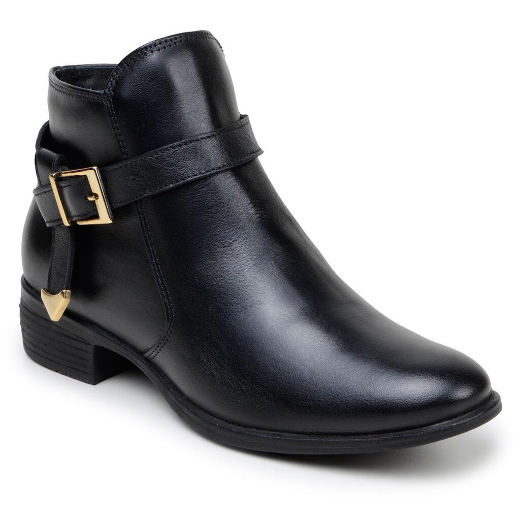 Bota Feminina Chelsea Com Fivela Cano Curto 100% Em Couro Legítimo Confortável