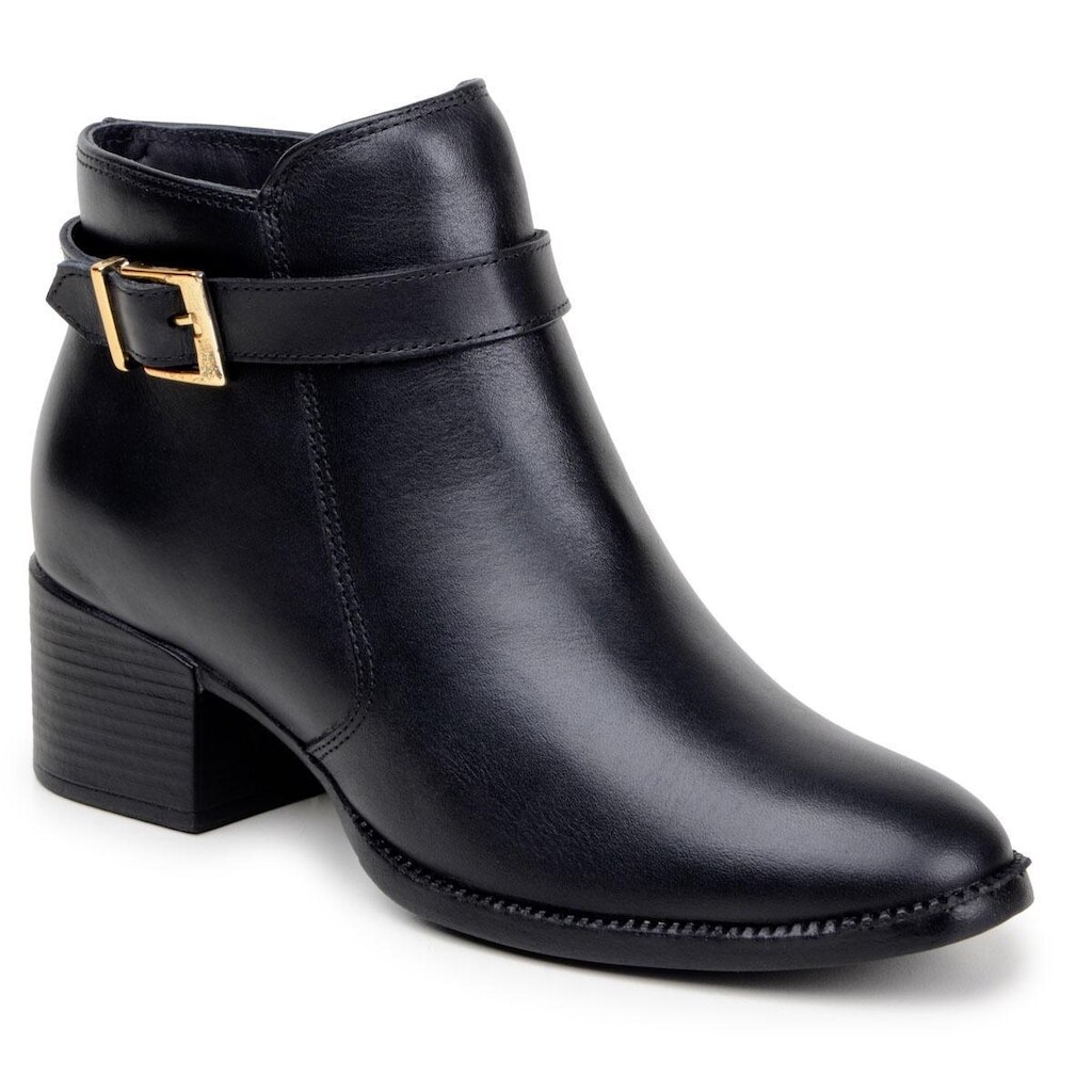 Bota Feminina Chelsea Salto Alto Com Fivela Cano Curto 100% Couro Legítimo Original Parra Boots