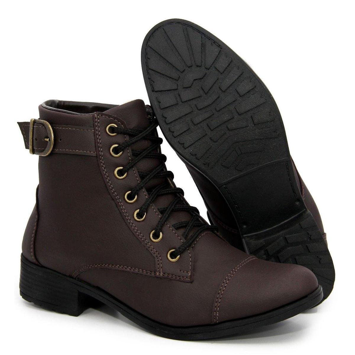 Bota Feminina Coturno Cano Curto Salto Baixo Lançamento Menor preço em Bota Feminina Coturno Cano Curto Salto Baixo Lançamento