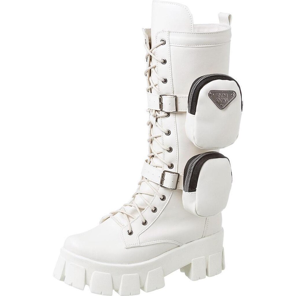 Bota Feminina Coturno Cano Curto Tratorado Tendência Inverno