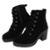 Bota Feminina Coturno Cano Médio Salto Tratorada Plataforma Confortável Moda - Preto