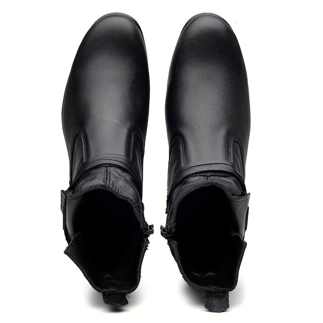 Bota Feminina Coturno em Couro Legítimo Cano Curto com Ziper Confortável Direto da Fábrica
