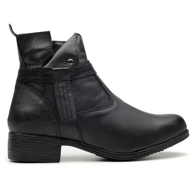 Bota Feminina Coturno em Couro Legítimo Cano Curto com Ziper Confortável Direto da Fábrica