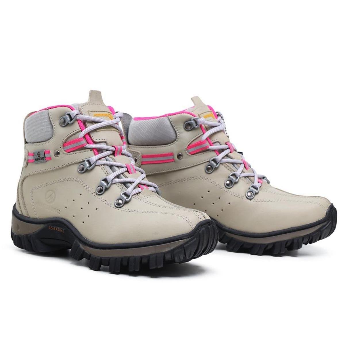 Bota Feminina Coturno Para Trabalho Passeio Trilha Em Couro Palmilha em Gel Menor preço em Bota Feminina Coturno Para Trabalho Passeio Trilha Em Couro Palmilha em Gel