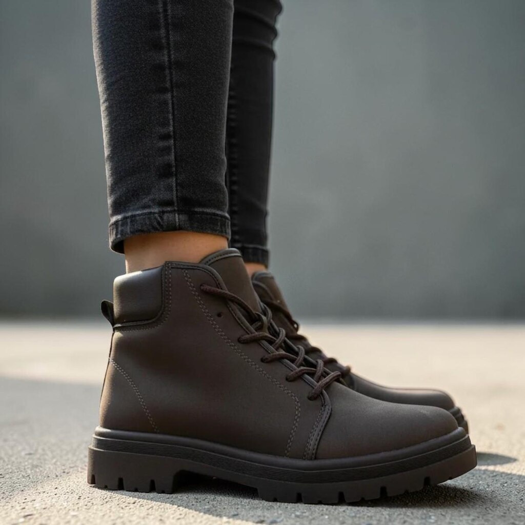 Bota Feminina Coturno Salto Tratorado Pequeno Confortável  Moleca 5344202