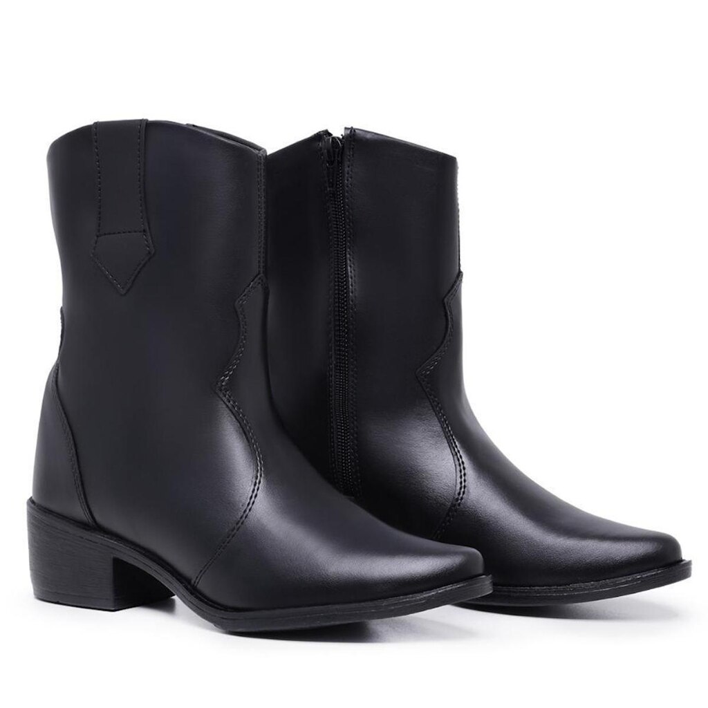 Bota Feminina Country Texana Zíper Cano Médio Confortável