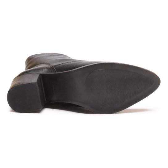 Bota Feminina Couro Cano Curto Bico Fino Salto Moderna