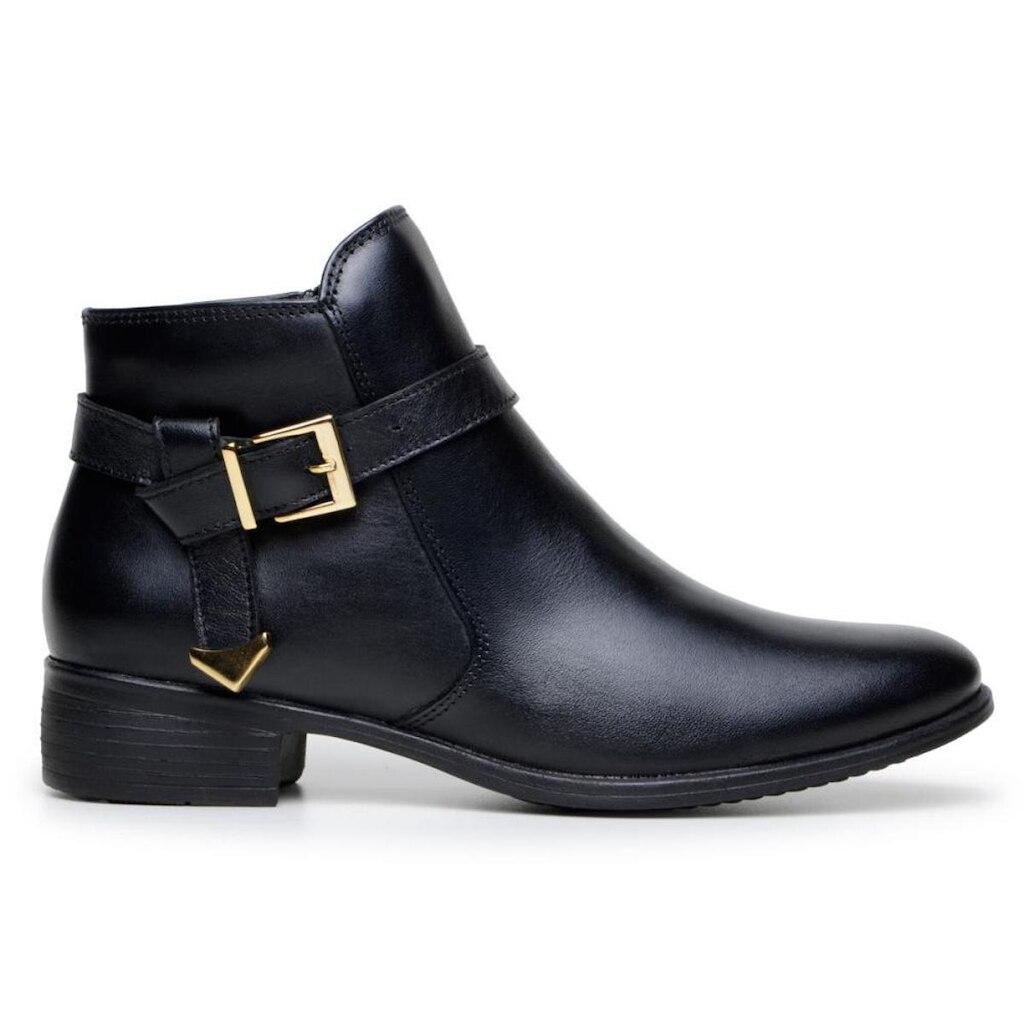 Bota Feminina Couro Cano Curto Bota Coturno Casual Fivela Lateral Bota Dia a Dia