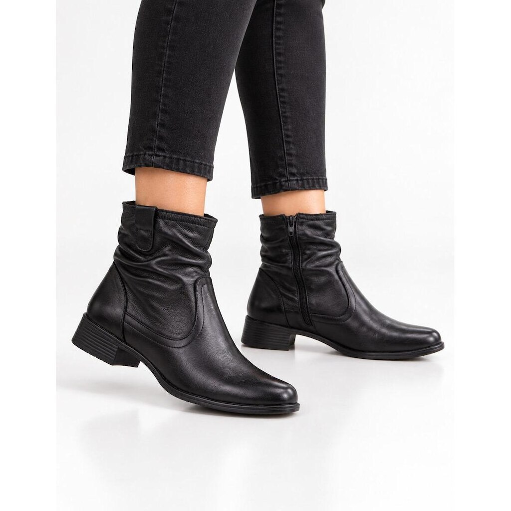 Bota Feminina Couro Cano Curto Zíper Lateral Casual Moderna