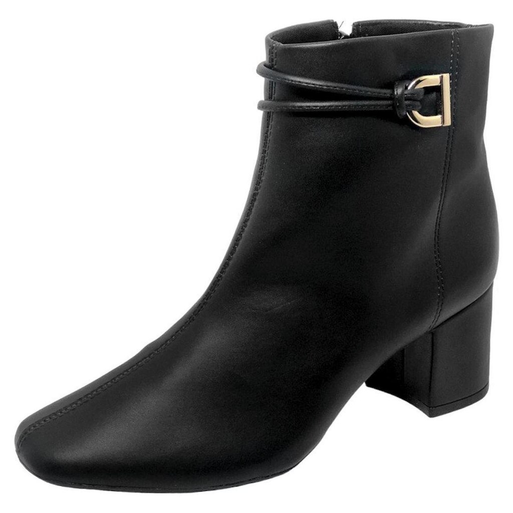 Bota Feminina Couro Salto Bloco Cano Baixo Salto Médio Cacci
