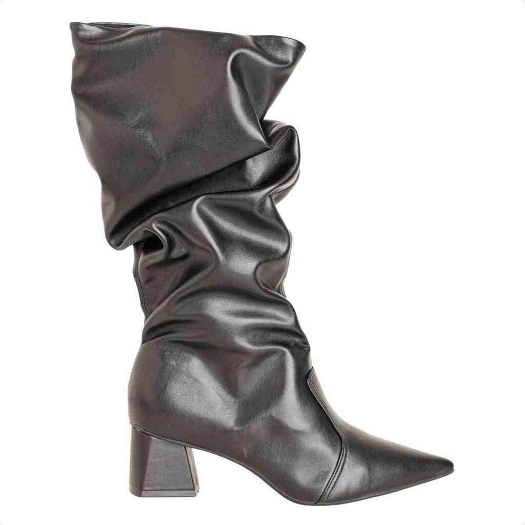 BOTA FEMININA DM CANO ALTO EM NAPA COM SALTO BLOCO E BICO FINO PRETA