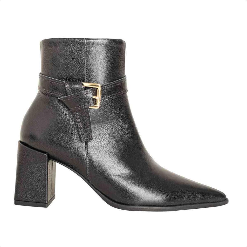 BOTA FEMININA DM CANO MÉDIO EM COURO COM SALTO BLOCO VENETO PRETO