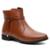 Bota Feminina em Couro Cano Curto com Detalhe em Metal Caramelo - Caramelo