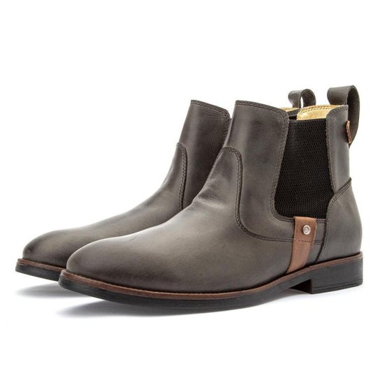 Bota Feminina em Couro Casual Moderno Conforto - Cinza