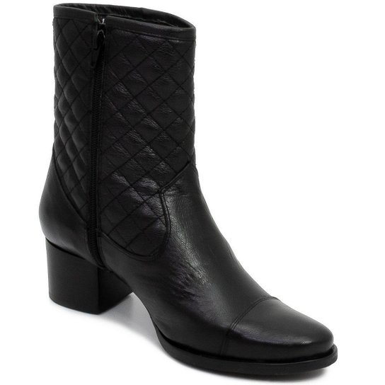 Bota Feminina Matelassê Zíper Sapato Show 14035
