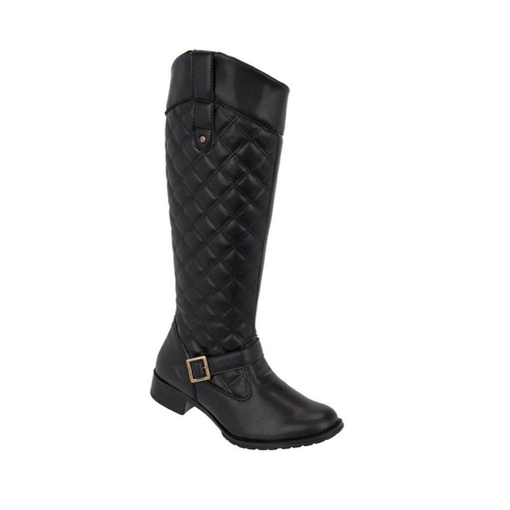 Bota Feminina Montaria Bordado Lateral Cano Alto