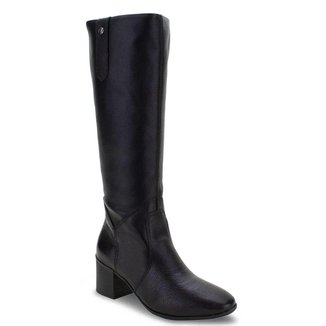 Bota Feminina Montaria Bottero Cano Longo 347806 Couro Preto