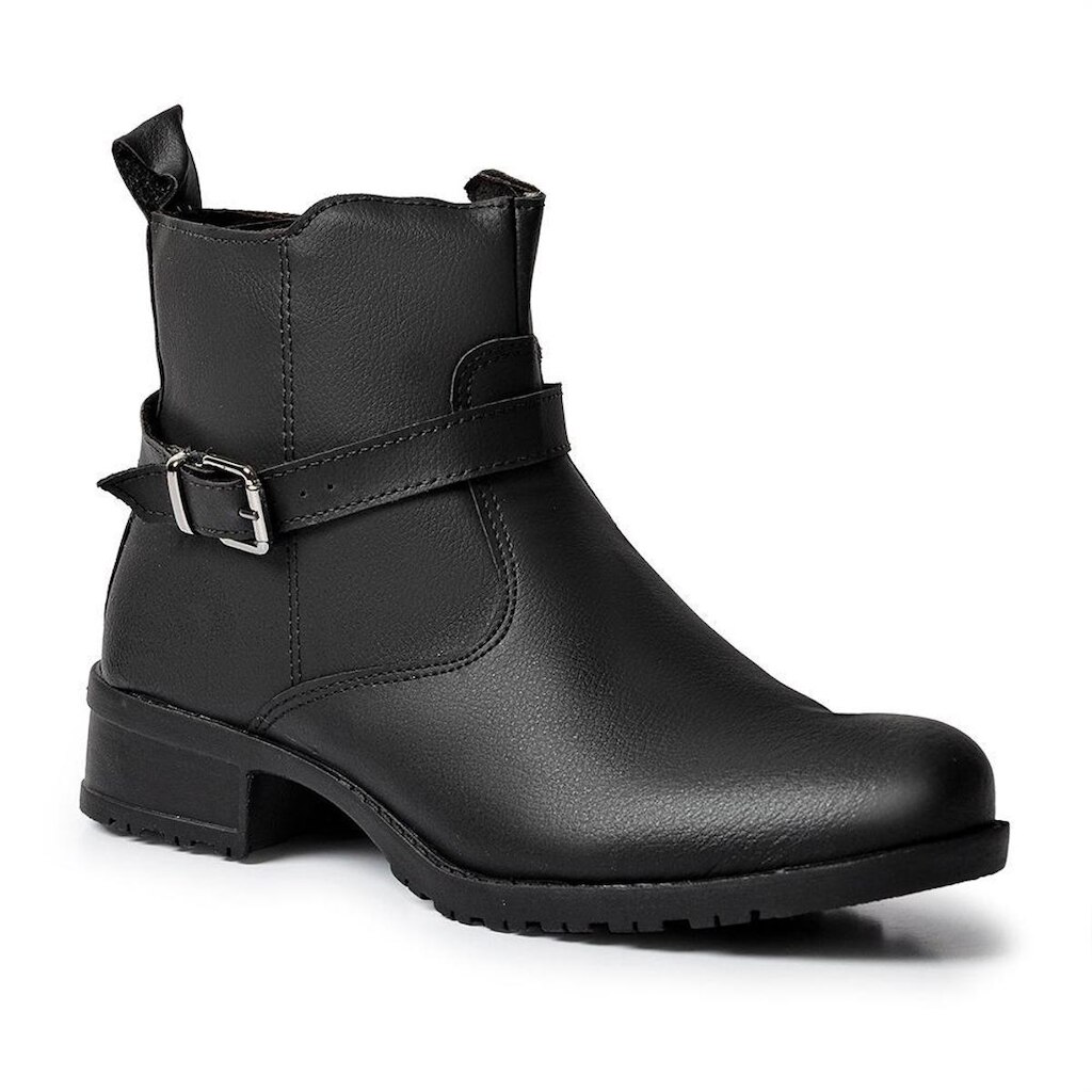 Bota Feminina Montaria Cano Curto Fivela Lateral Salto Confortável Preto