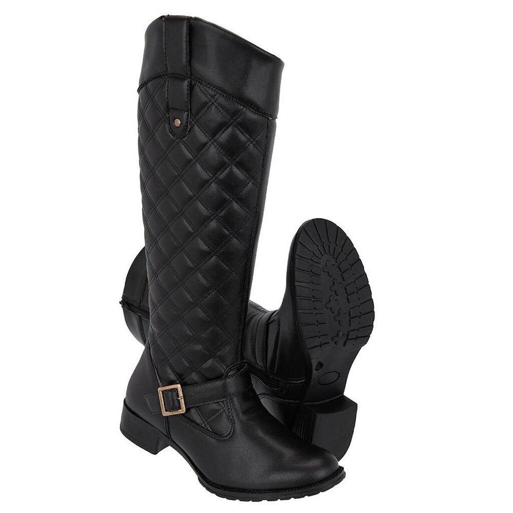 Bota Feminina Montaria Cano Longo Bordado Lateral Conforto e Estilo