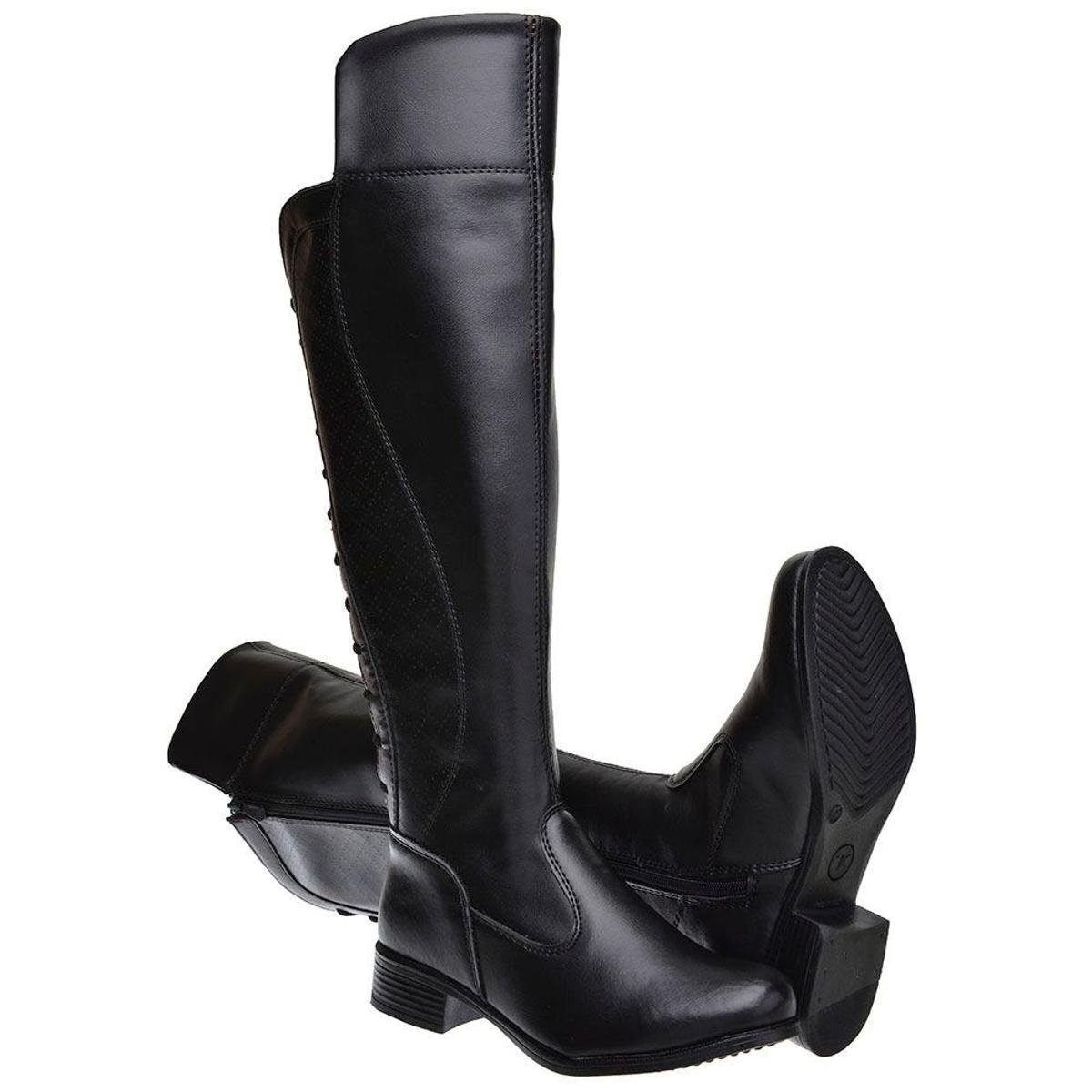 Bota Feminina Over The Knee Cano Alto Regulagem Amarração - Preto Menor preço em Bota Feminina Over The Knee Cano Alto Regulagem Amarração - Preto