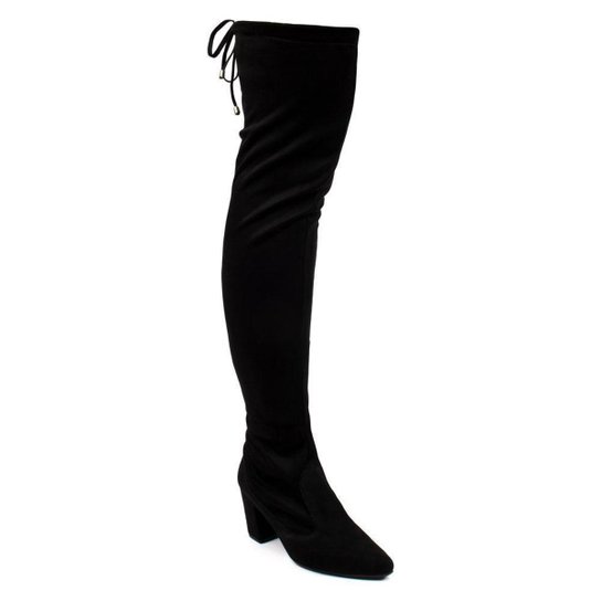 Bota Feminina Over The Knee Stretch Bico Fino Salto Grosso