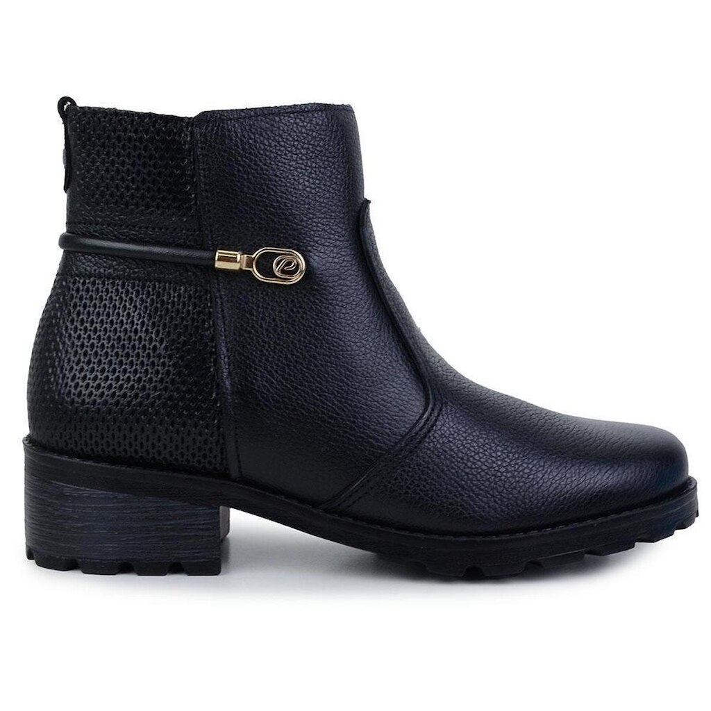 Bota Feminina Pegada Couro Preto - 281421-03