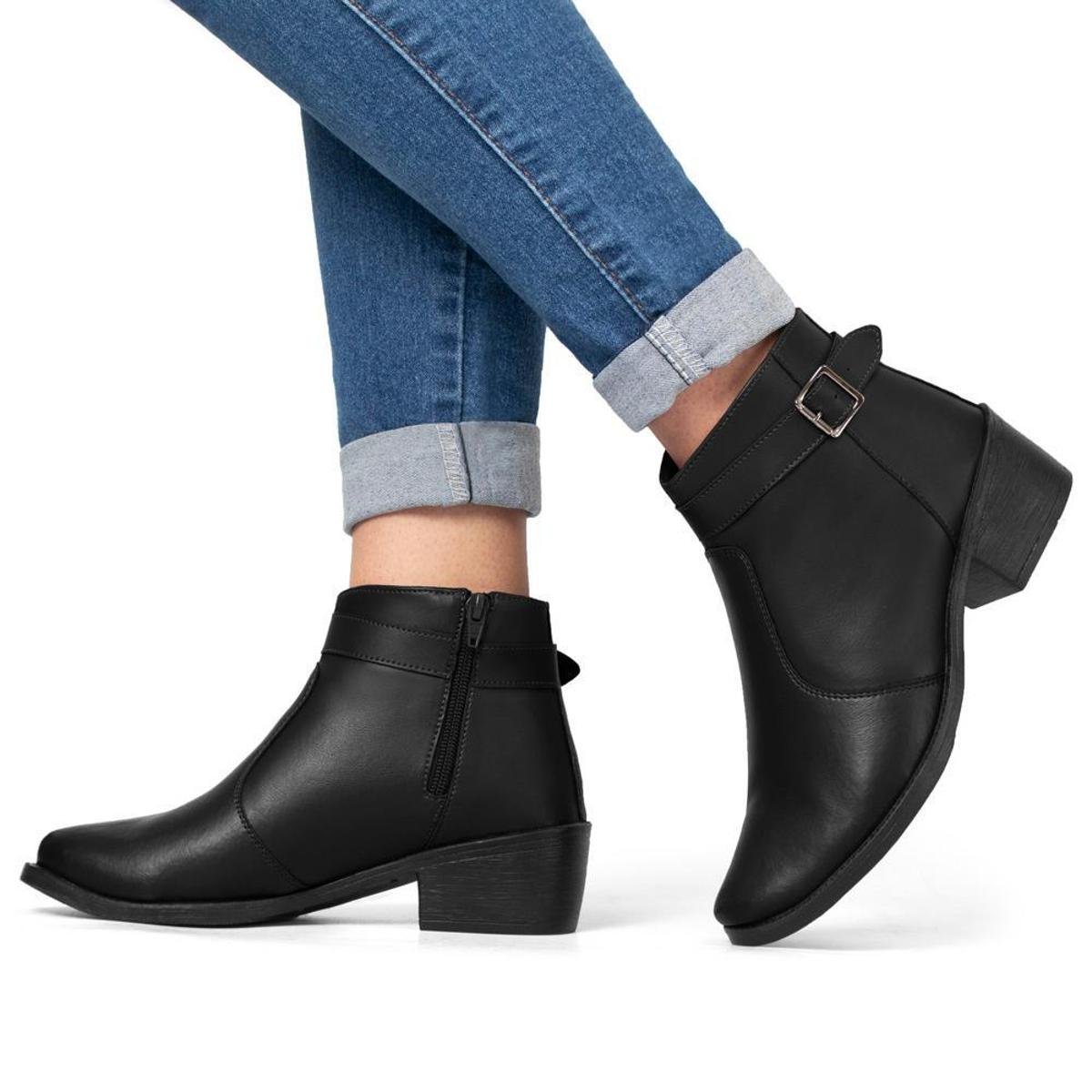 Bota Feminina Pórtice Fivela Cano Curto Com Zíper Menor preço em Bota Feminina Pórtice Fivela Cano Curto Com Zíper
