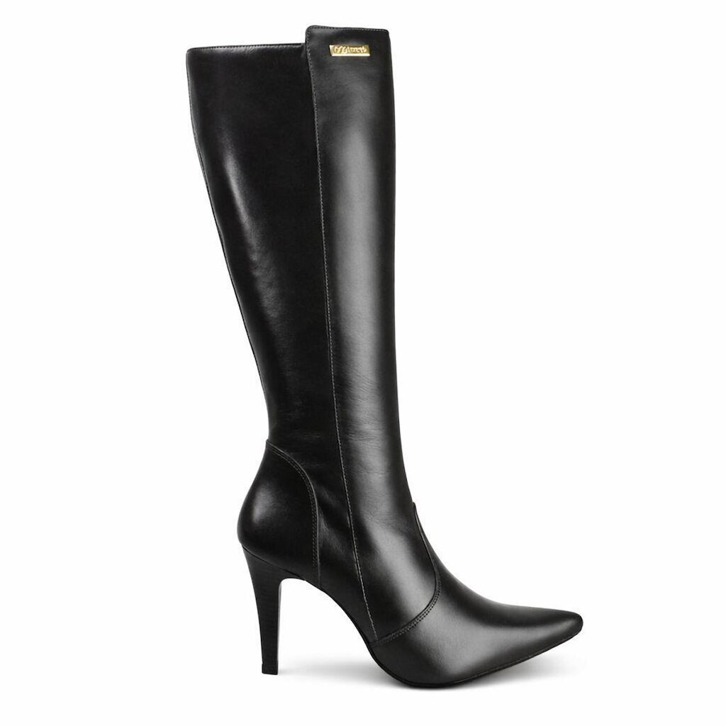 Bota Feminina Preta Bico Fino Cano Longo 1122