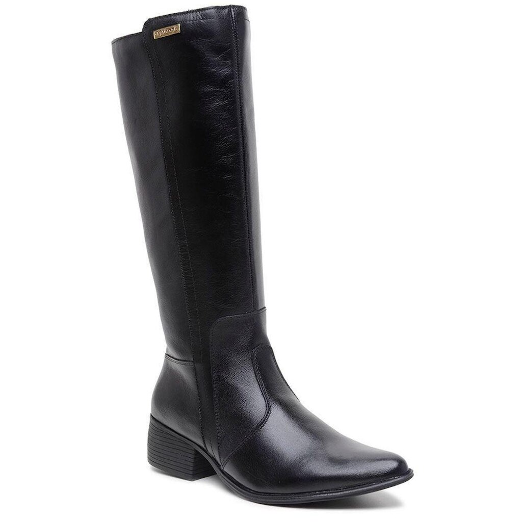 Bota Feminina Preta Montaria Cano Longo Em Couro 02602